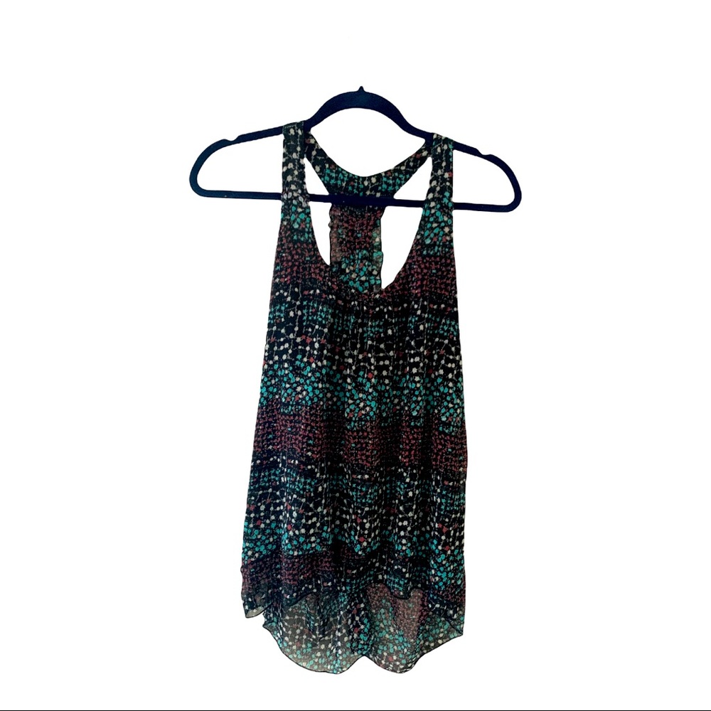 Myth Floral Sheer Razorback Tank Top Size Medium